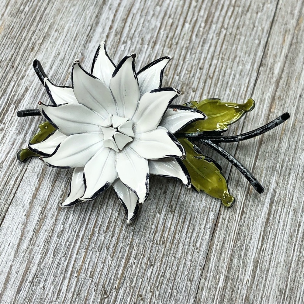 Vintage Coro Enamel Flower Pin